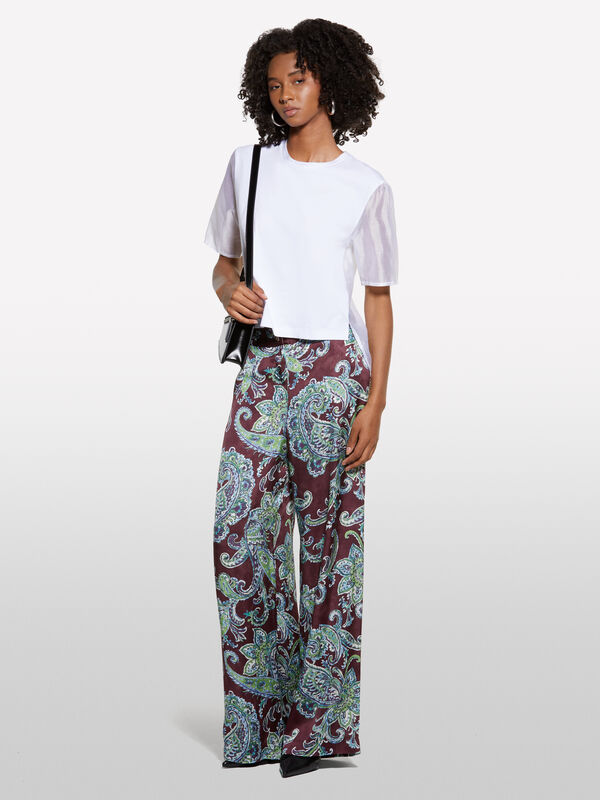 T-shirt blanc avec transparence T-shirt blanc avec transparence - t-shirts à manches courtes pour femme | Sisley
