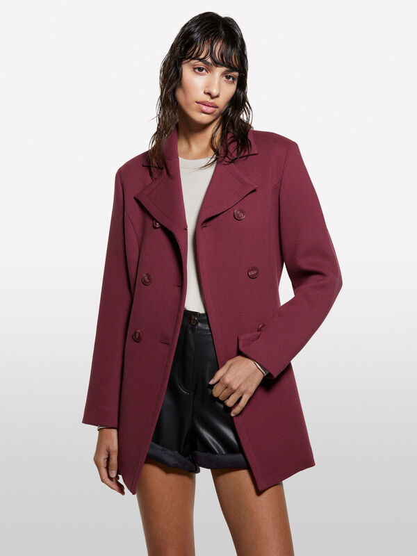 Manteau croisé bordeaux - manteaux pour femme | Sisley