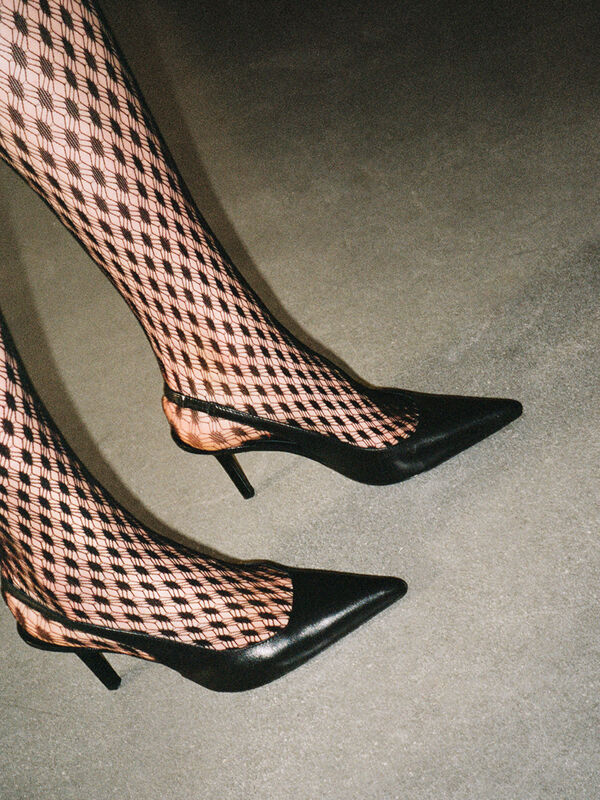 Slingbacks noires en cuir - chaussures à talon femme | Sisley