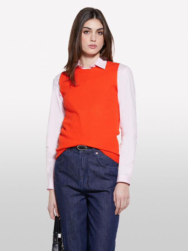 Haut en maille orange - hauts pour femme | Sisley