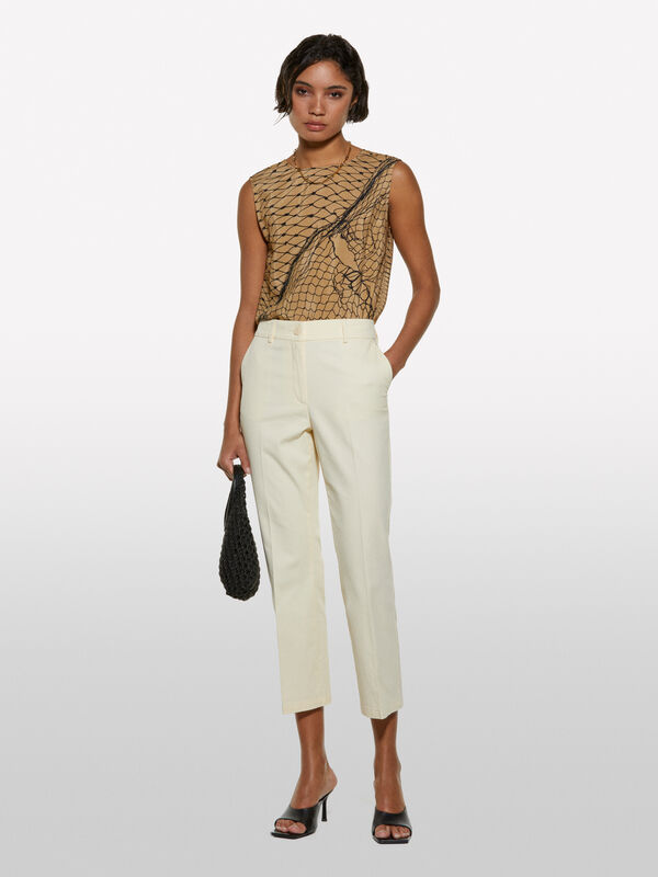Pantalon évasé sable - pantalons évasés pour femme | Sisley