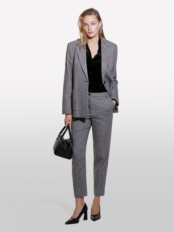 Blazer gris en laine mélangée - blazers pour femme | Sisley