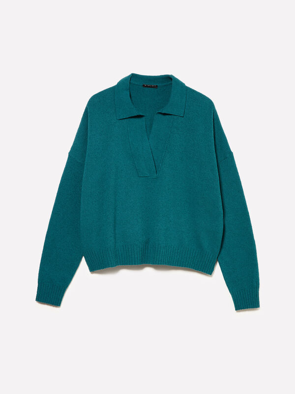 Polo en maille - pulls col en v pour femme | Sisley