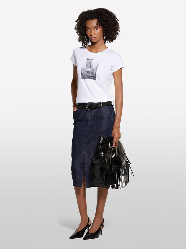 T-shirt blanc imprimé pour femme T-shirt blanc imprimé pour femme - t-shirts à manches courtes pour femme | Sisley