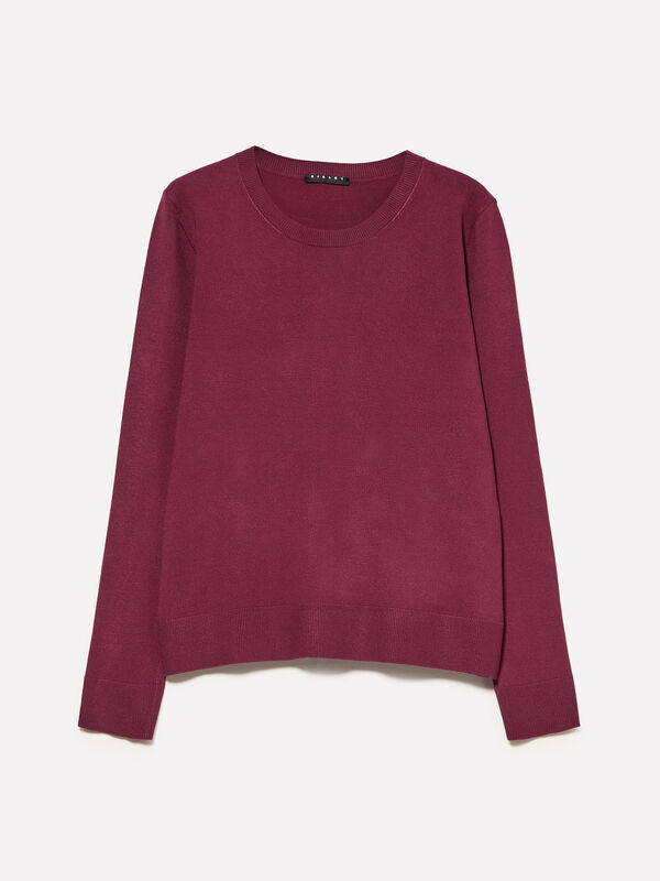 Pull ras du cou bordeaux Pull ras du cou bordeaux - pulls col rond pour femme | Sisley