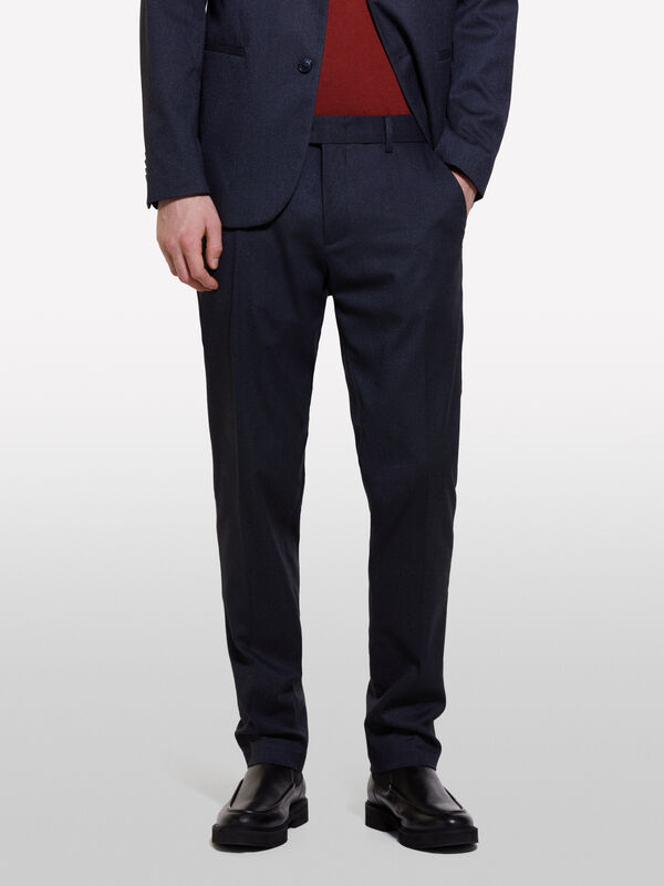 Pantalon bleu foncé tissé teint - pantalons slim pour homme | Sisley