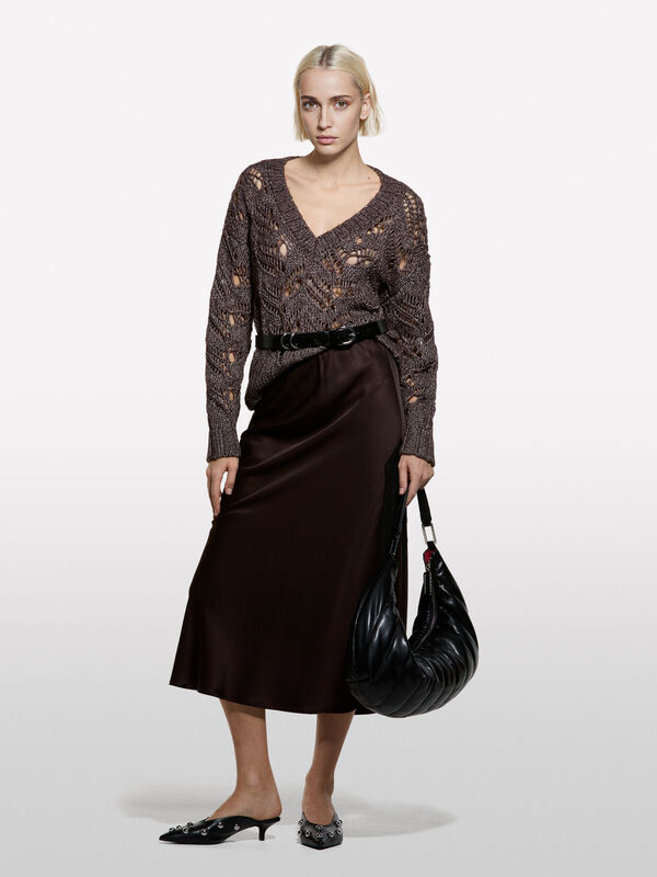 Pull maxi perfor&eacute; - pulls col en v pour femme | Sisley