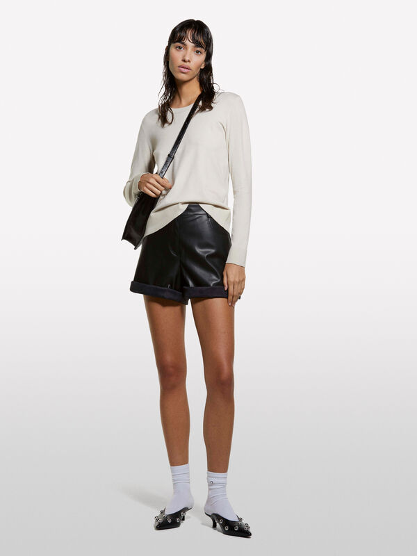Pull ras du cou beige Pull ras du cou beige - pulls col rond pour femme | Sisley