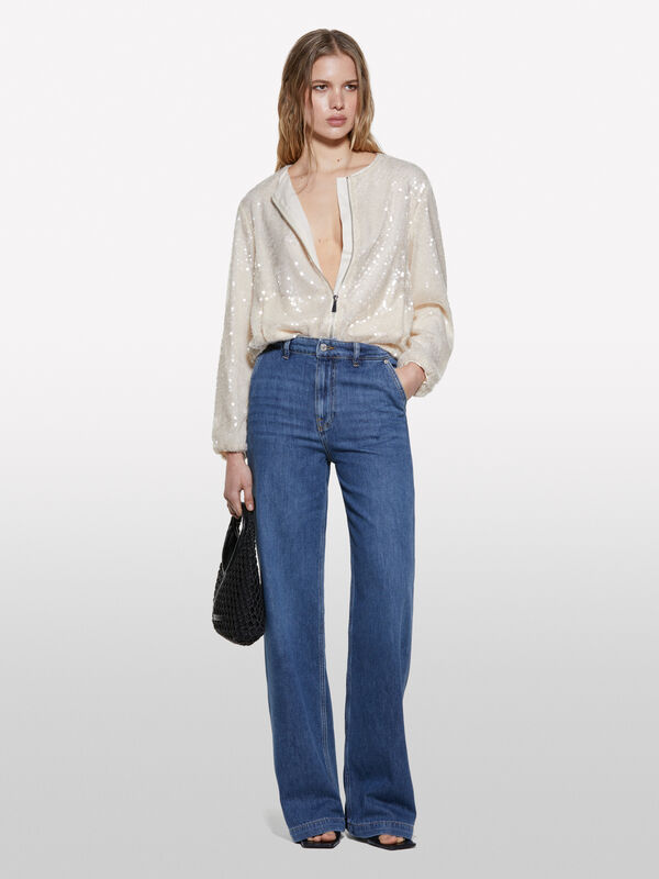 Bomber sable à sequins - vestes et blousons pour femme | Sisley