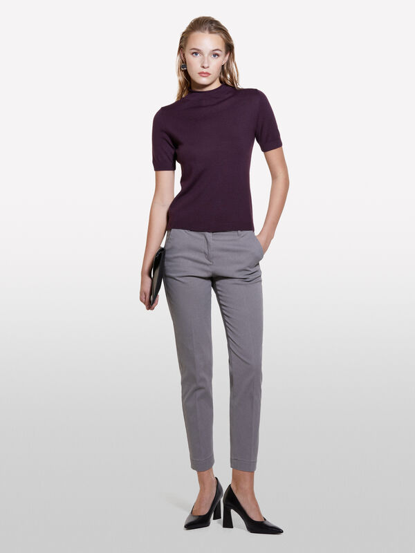 Pantalon chino gris de type cigarette - pantalons chinos pour femme | Sisley