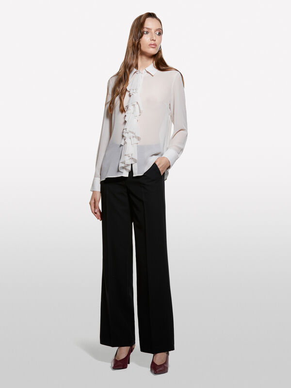Pantalon palazzo noir - pantalons palazzo pour femme | Sisley