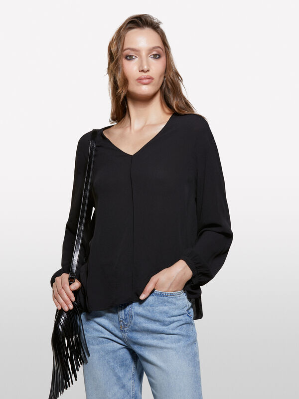 Chemisier noir oversize - blouses pour femme | Sisley