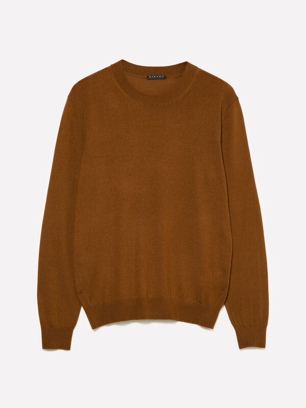 Pull en laine mélangée marron foncé Pull en laine mélangée marron foncé - pulls col rond pour homme | Sisley