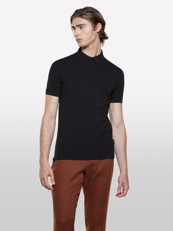 Polo noir 100 % coton - polos pour homme | Sisley