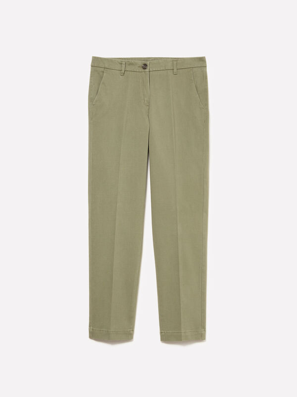 Pantalon chino cigarette vert foncé Pantalon chino cigarette vert foncé - pantalons skinny pour femme | Sisley