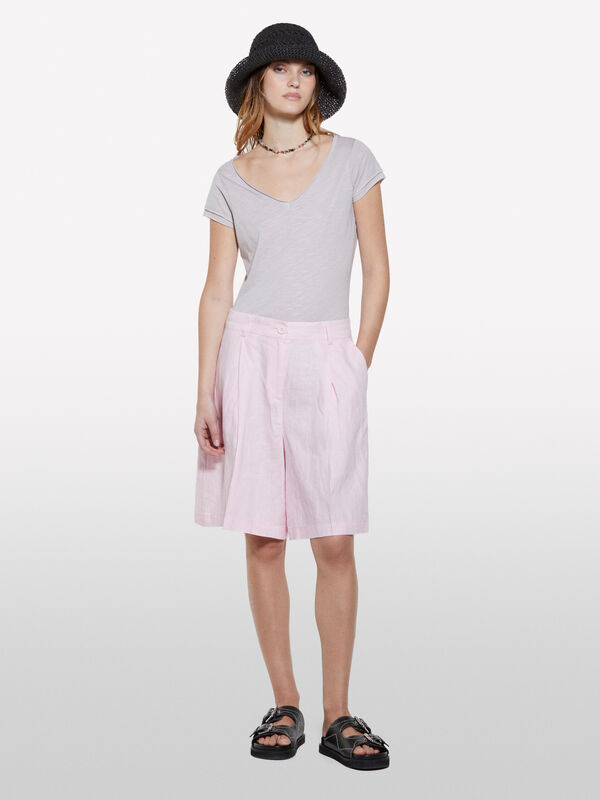 T-shirt col V gris - t-shirts à manches courtes pour femme | Sisley