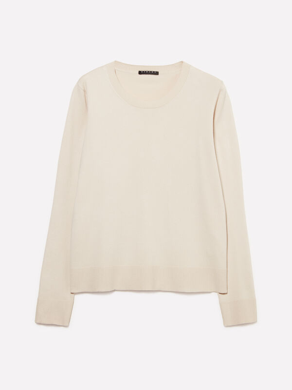 Pull ras du cou beige Pull ras du cou beige - pulls col rond pour femme | Sisley