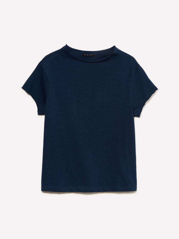T-shirt bleu foncé à col licou T-shirt bleu foncé à col licou - t-shirts à manches courtes pour femme | Sisley