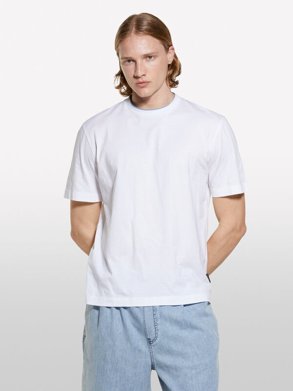 T-shirt blanc avec contraste - t-shirts à manches courtes pour homme | Sisley
