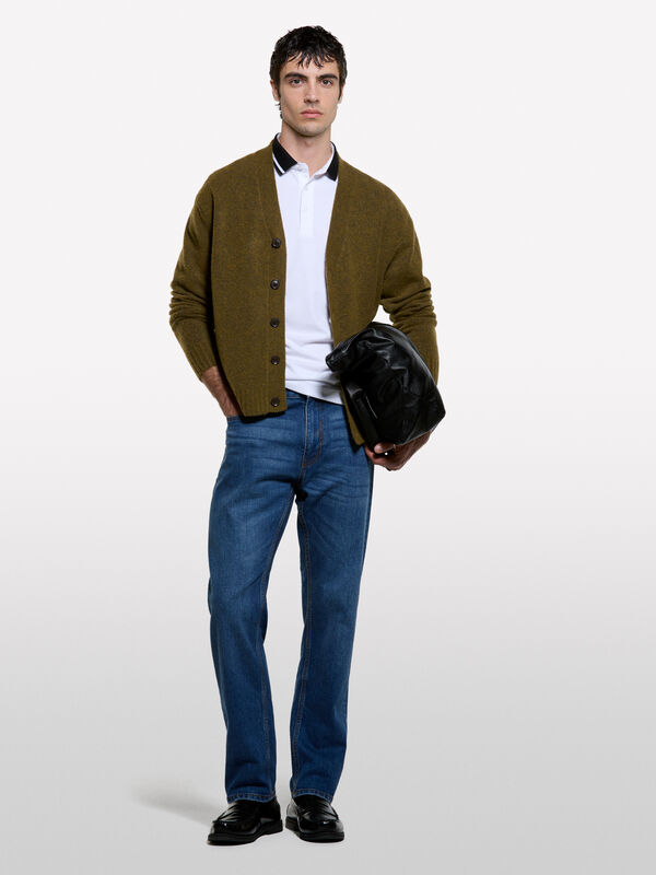 Polo ajust&eacute; blanc contrast&eacute; - polos pour homme | Sisley