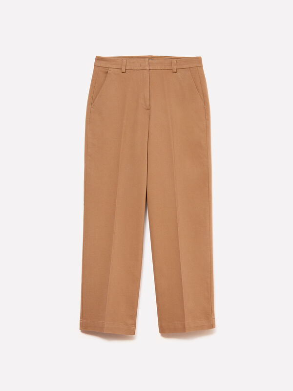 Pantalon taille haute marron foncé - pantalons regular pour femme | Sisley