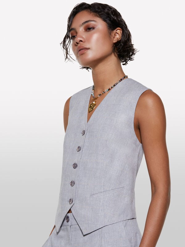 Gilet en lin mélangé gris clair - vestes et doudounes sans manches pour femme | Sisley