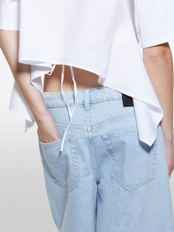 T-shirt blanc avec ouverture au dos - t-shirts &agrave; manches courtes pour femme | Sisley