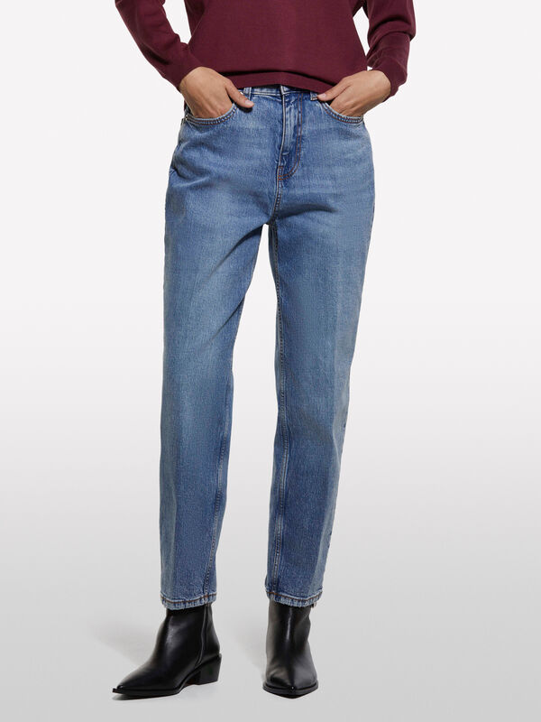Jean bleu coupe mom style 69 - jeans mom et boyfriend pour femme | Sisley
