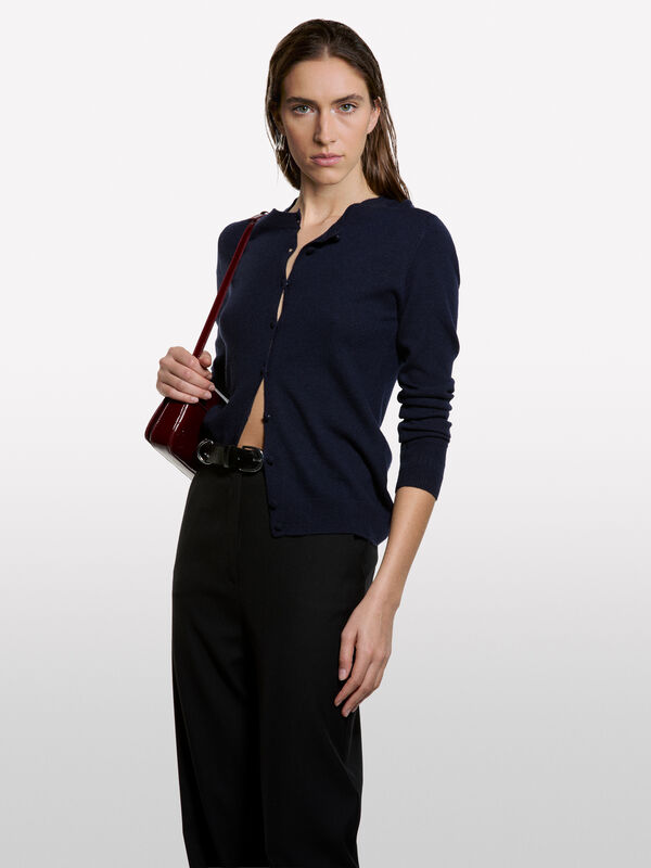 Cardigan bleu foncé coupe régulière - cardigans pour femme | Sisley