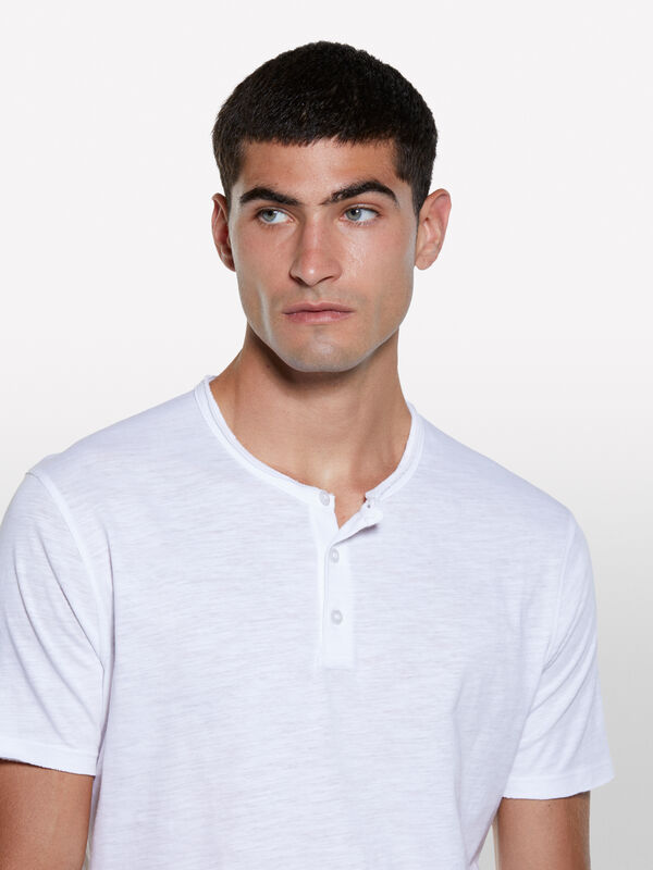 T-shirt Henley blanc - t-shirts à manches courtes pour homme | Sisley
