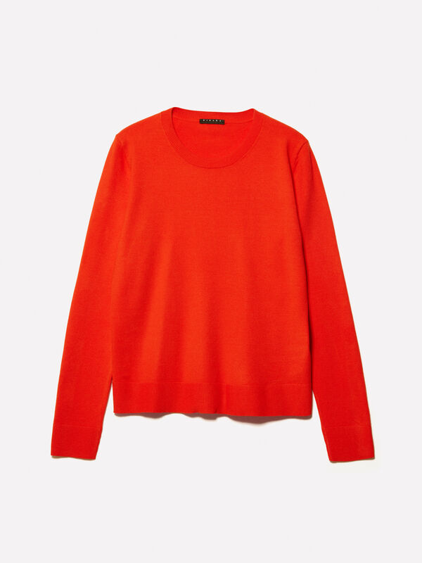 Pull rouge à col rond Pull rouge à col rond - pulls col rond pour femme | Sisley