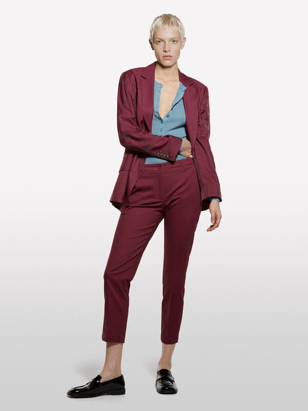Pantalon chino slim bordeaux - pantalons coupe slim pour femme | Sisley