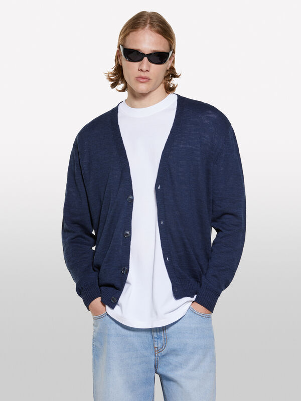 Cardigan chiné bleu foncé - cardigans pour homme | Sisley
