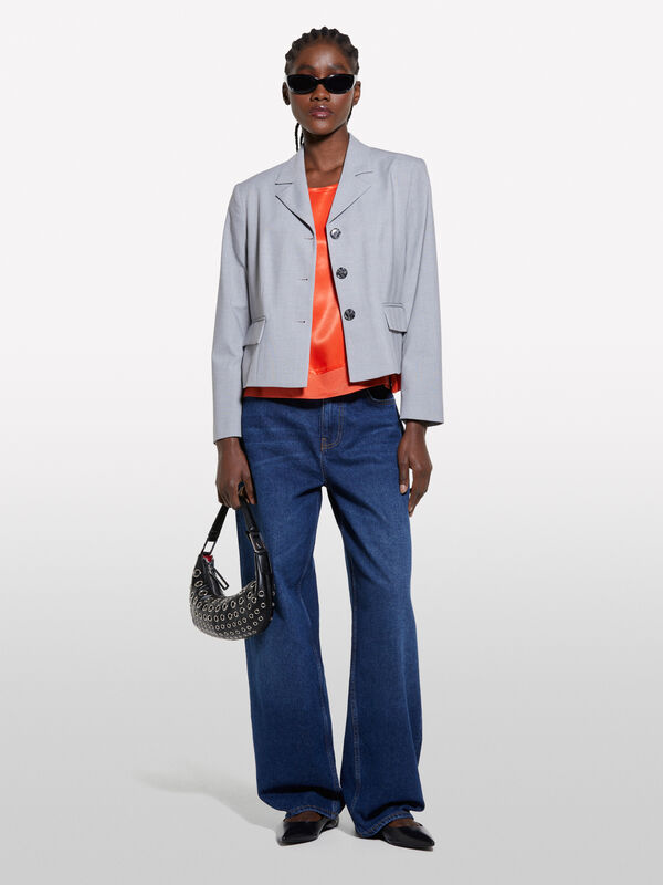 Orange satin blouse - blouses pour femme | Sisley