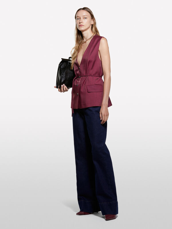 Gilet rayé rose blush - vestes et doudounes sans manches pour femme | Sisley