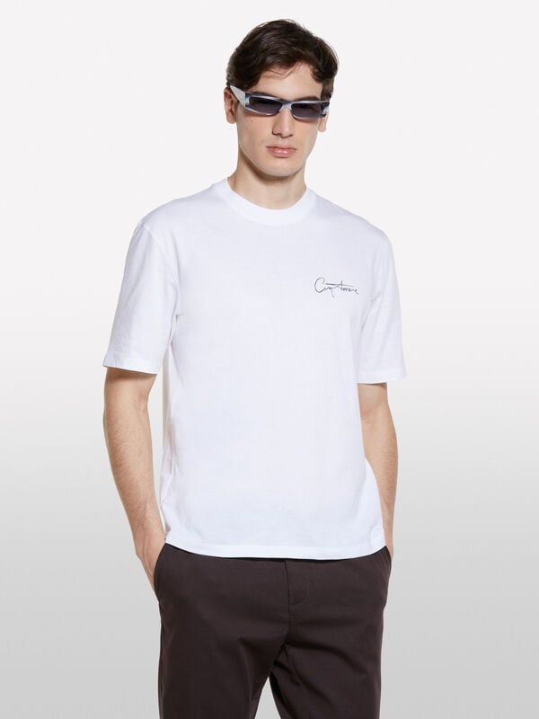 T-shirt blanc à imprimé lettering - t-shirts à manches courtes pour homme | Sisley