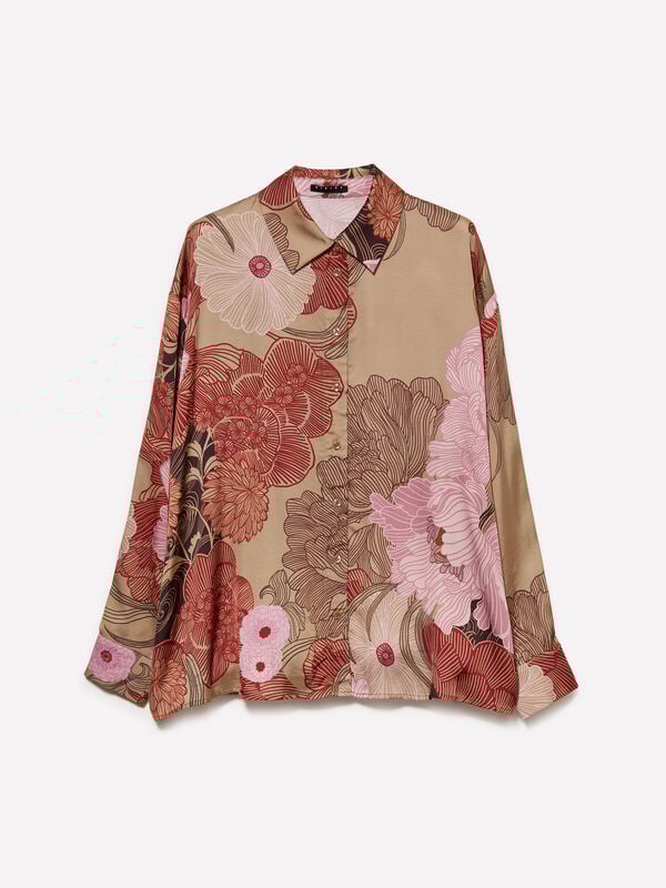 Chemise en satin léger avec imprimé à motifs Chemise en satin léger avec imprimé à motifs - chemises pour femme | Sisley