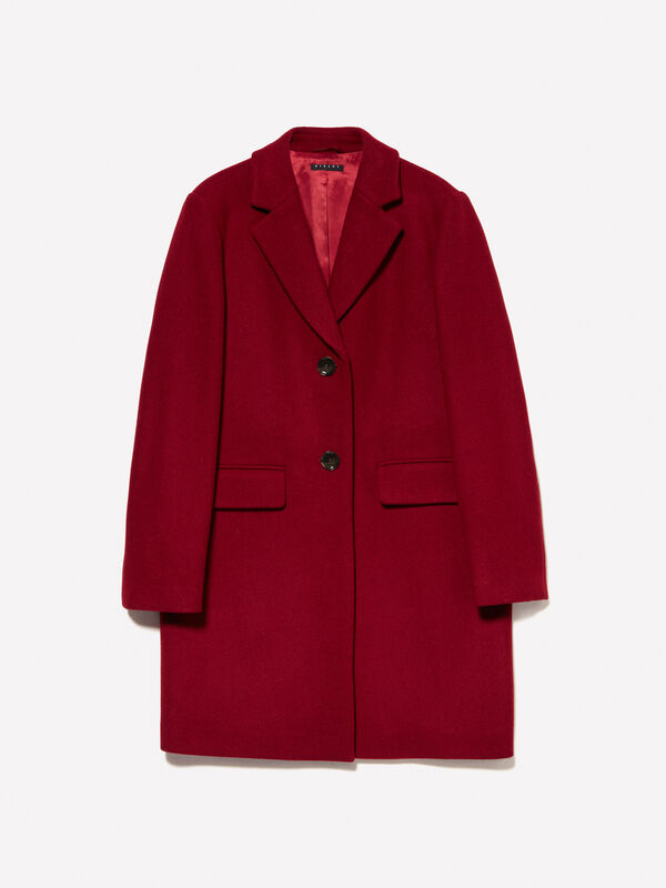 Manteau bordeaux à boutonnage simple - manteaux pour femme | Sisley