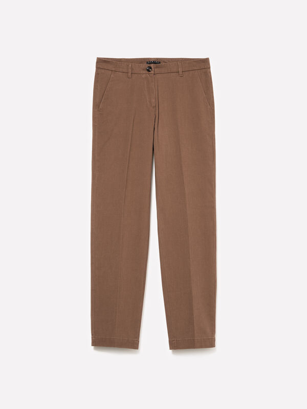 Pantalon chino cigarette marron - pantalons chinos pour femme | Sisley