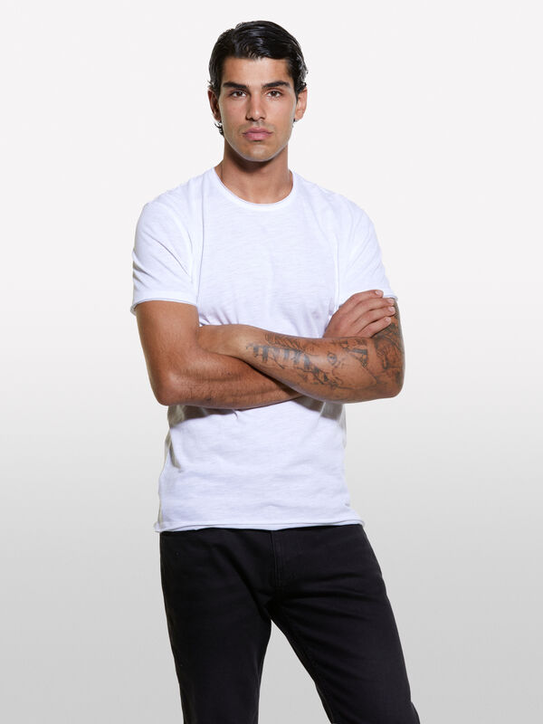 T-shirt blanc à bord brut - t-shirts à manches courtes pour homme | Sisley