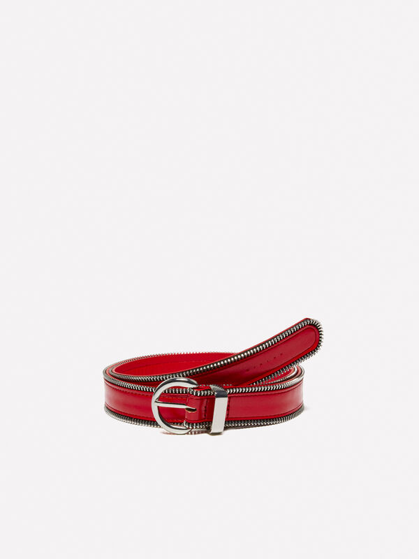 Red belt with zipper - ceintures pour femme | Sisley