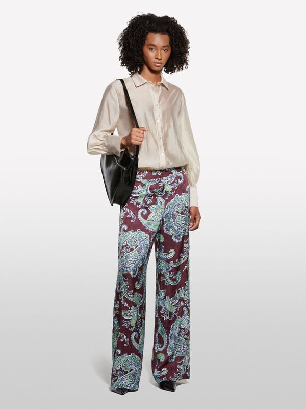 Pantalon coupe décontractée à motif cachemire - pantalons palazzo pour femme | Sisley