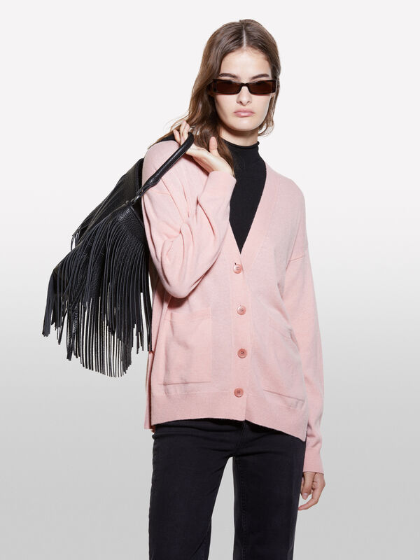 Gilet rose à fentes - cardigans pour femme | Sisley