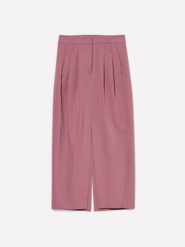 Jupe midi mauve avec fente Jupe midi mauve avec fente - jupes midi, jupes mi-longues femme | Sisley
