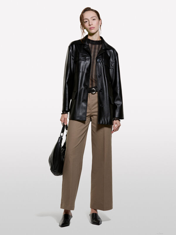 Pantalon large marron - pantalons palazzo pour femme | Sisley