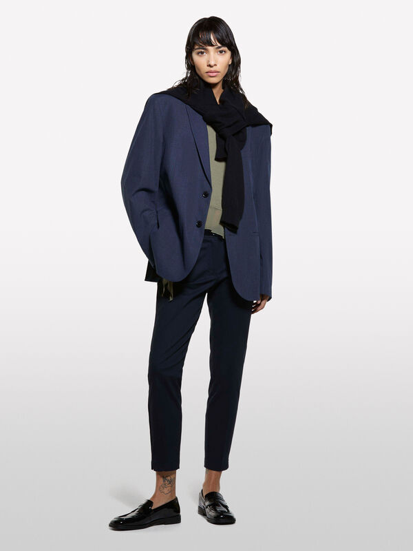 Pantalon chino bleu foncé coupe slim - pantalons chinos pour femme | Sisley