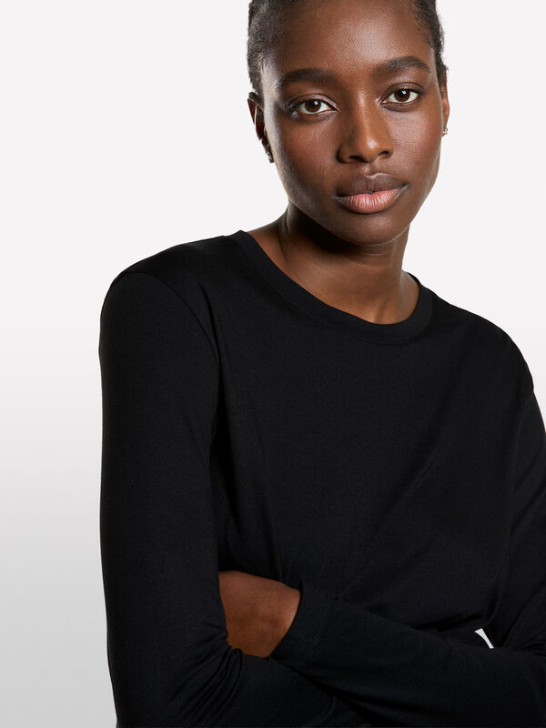 T-shirt noir &agrave; manches longues - t-shirts &agrave; manches longues pour femme | Sisley