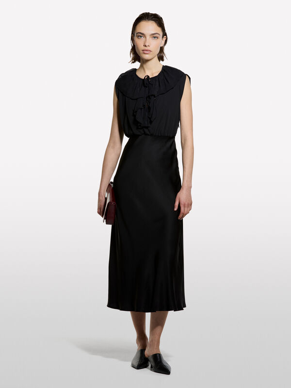 Robe longuette noire - robes midi pour femme | Sisley