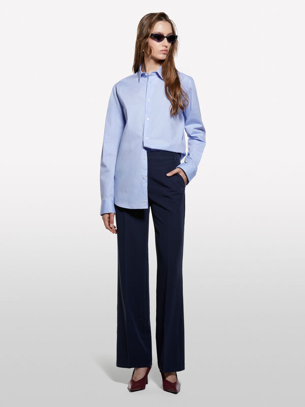 Pantalon palazzo bleu foncé - pantalons palazzo pour femme | Sisley