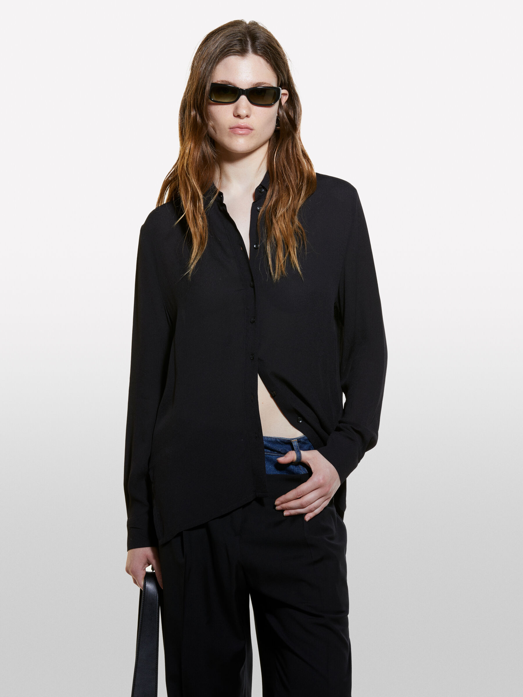 Chemise oversize femme noir sale